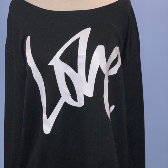 Bi @ Fang Tops - Bi @ Fang “Love” Off Of The Shoulder Sweatshirt